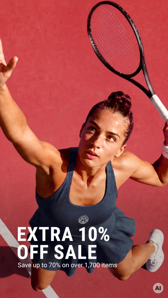 Tennis-Point story example: player serving seen from above, with a headline across the lower part of the image